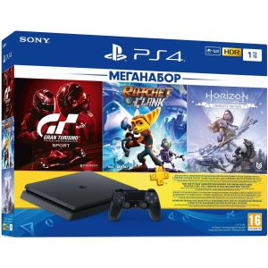PlayStation 4 Slim 1Tb (Gran Turismo + Ratchet&Clank + Horizon Zero Dawn + PSPlus 3М)