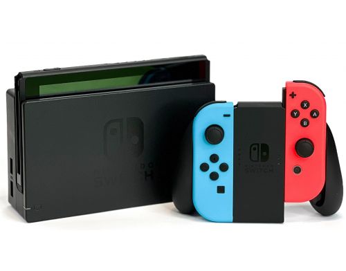 Фото №1 - Nintendo Switch Neon blue/red Обновленная + Защитное стекло + Защитный чехол Б.У. (хорошее состояние)
