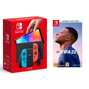 Nintendo Switch (OLED model) Neon Red/Neon Blue set + FIFA 22 Nintendo Switch Русская версия