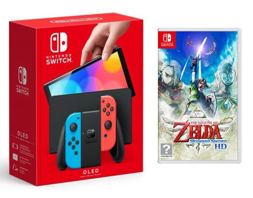 Фото №1 - Nintendo Switch (OLED model) Neon Red/Neon Blue set + The Legend of Zelda: Skyward Sword HD
