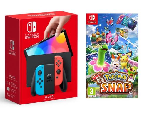 Фото №1 - Консоль Nintendo Switch (OLED model) Neon Red/Neon Blue set + New Pokemon Snap