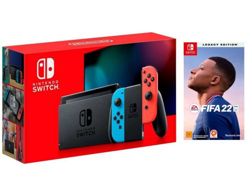 Фото №1 - Nintendo Switch Neon blue/red - Обновлённая версия + FIFA 22 Nintendo Switch Русская версия (Гарантия 18 месяцев)