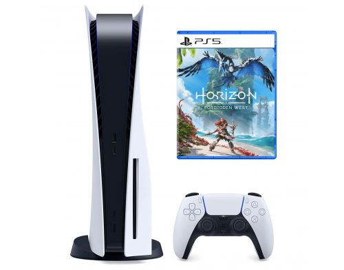 Фото №1 - Приставка Sony PlayStation 5 White с Blu-Ray приводом 825 Gb + Horizon: Forbidden West PS5 Русская версия (Гарантия 18 месяцев)
