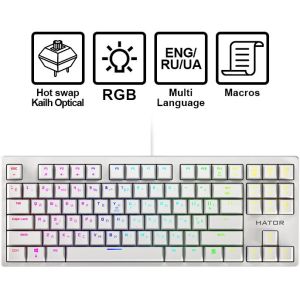 Клавіатура оптична HATOR Rockfall EVO TKL Optical ENG/UKR/RUS White (HTK-631)