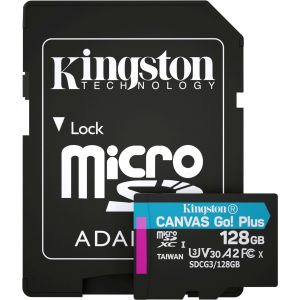 Карта памяти Kingston MicroSDXC 128GB Canvas Go! Plus Class 10 UHS-I U3 V30 A2 + SD-адаптер (SDCG3/128GB)