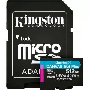 Карта памяти Kingston MicroSDXC 512GB Canvas Go! Plus Class 10 UHS-I U3 V30 A2 + SD-адаптер (SDCG3/512GB)