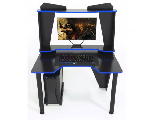 Фото №2 - Геймерский игровой стол ZEUS™ IVAR-3 черный/синий