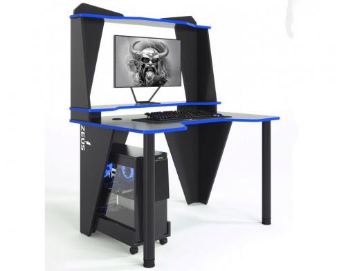 Фото №1 - Геймерский игровой стол ZEUS™ IVAR-3 черный/синий