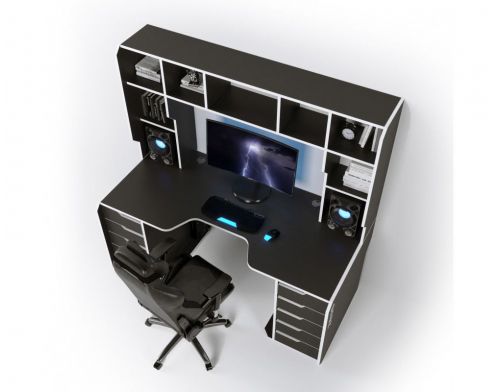 Фото №3 - Геймерский эргономичный стол ZEUS™ Viking-3S, черный/белый
