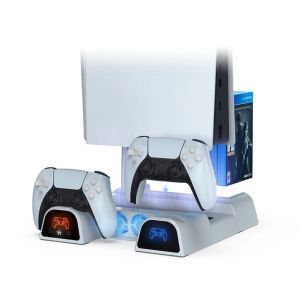 Подставка DOBE для Playstation 5 с LED зарядкой для 2-х геймпадов PS5 Dualsense и охлаждением TP5-1511