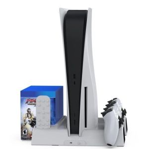 Подставка DOBE для Playstation 5 с LED зарядкой для 2-х геймпадов PS5 Dualsense и охлаждением TP5-1511