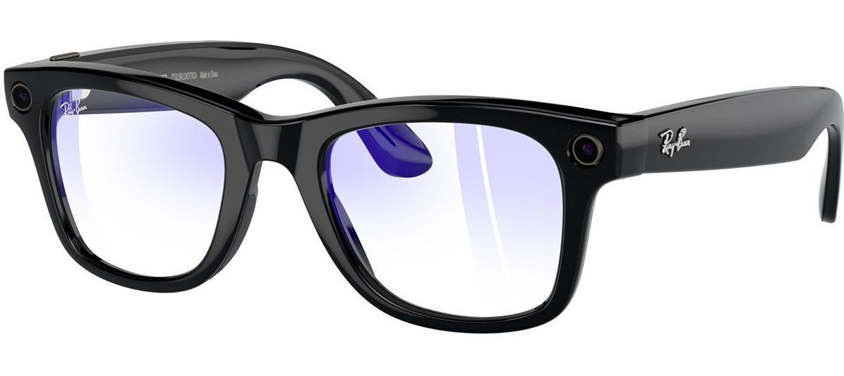 Ray-Ban Meta Wayfarer Shiny Black Frame Clear Lenses (RW4006 601/SB 50-22)