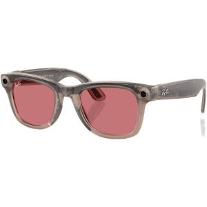 Смарт-очки Ray-Ban Meta Wayfarer Shiny Warm Stone Frame Clear/Watermelon Red Transitions Lenses (RW4006 6705P5 50-22)