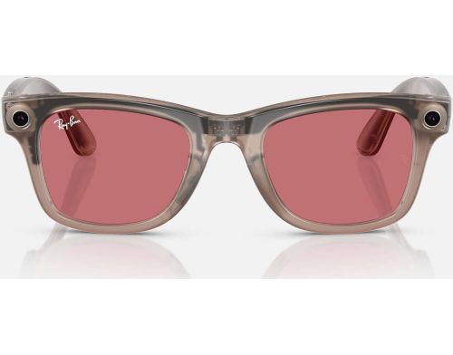 Смарт-очки Ray-Ban Meta Wayfarer Shiny Warm Stone Frame Clear/Watermelon Red Transitions Lenses (RW4006 6705P5 50-22) фото №2