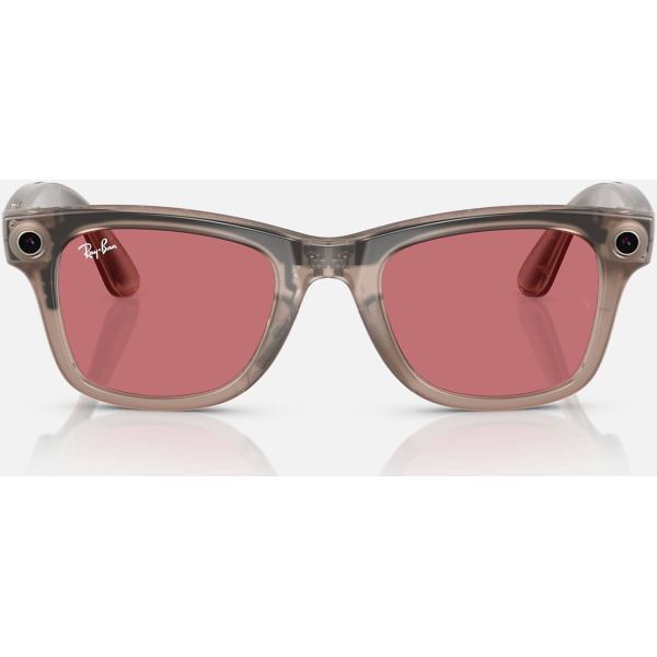Смарт-очки Ray-Ban Meta Wayfarer Shiny Warm Stone Frame Clear/Watermelon Red Transitions Lenses (RW4006 6705P5 50-22) фото №2