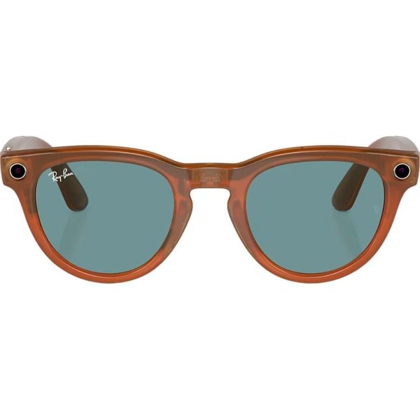 Смарт-очки Ray-Ban Meta Headliner Shiny Caramel Transparent Frame Teal Blue Lenses (RW4009 670680 50-23) фото №2