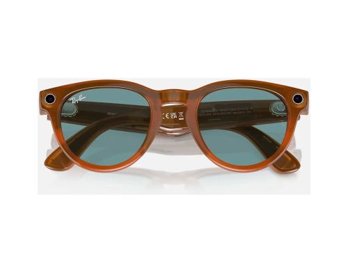 Смарт-очки Ray-Ban Meta Headliner Shiny Caramel Transparent Frame Teal Blue Lenses (RW4009 670680 50-23) фото №3