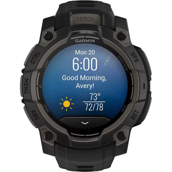 Смарт-годинник Garmin Instinct 3 45mm AMOLED Black with Black Band (010-02936-00) фото №2