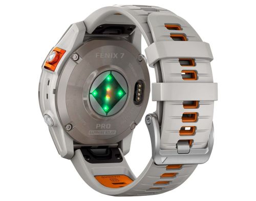 Смарт-часы Garmin Fenix 7 Pro Sapphire Solar Titanium w. Fog Gray/Ember O. Band (010-02777-20/21) фото №3