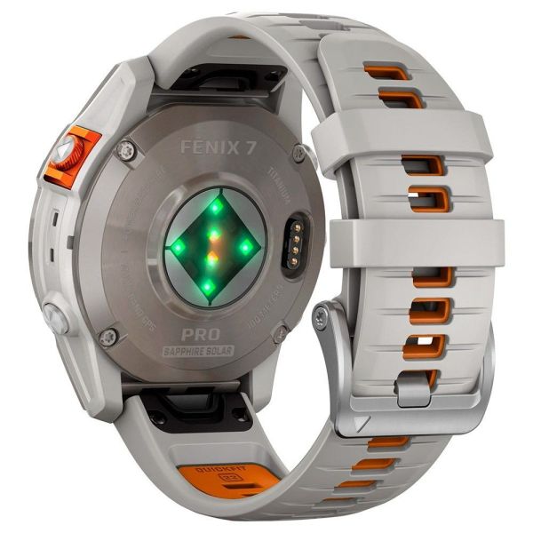 Смарт-часы Garmin Fenix 7 Pro Sapphire Solar Titanium w. Fog Gray/Ember O. Band (010-02777-20/21) фото №3