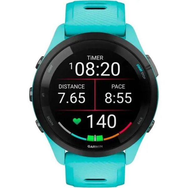Смарт-часы Forerunner 265 Black Bezel w. Aqua Case and Aqua/Black Silicone Band (010-02810-02/12/52) фото №2