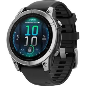 Смарт-часы Garmin Fenix E 47mm AMOLED Stainless Steel with Black Silicone Band (010-03025-02/00)