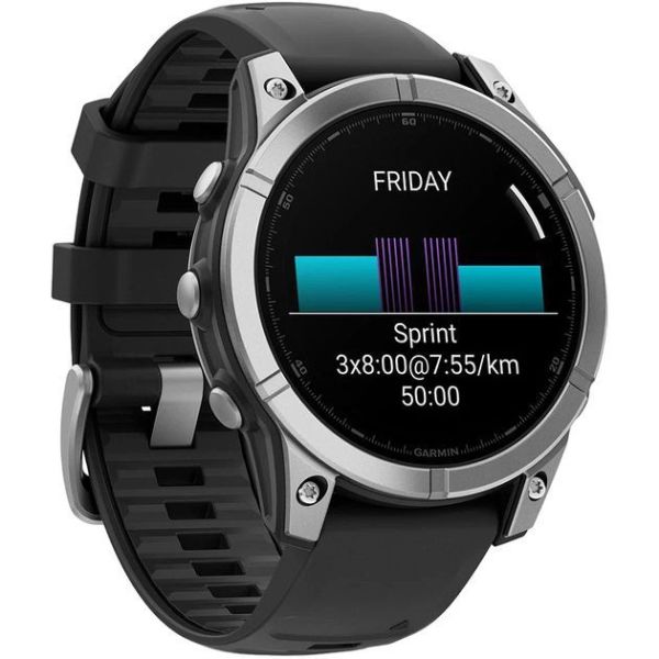 Смарт-часы Garmin Fenix E 47mm AMOLED Stainless Steel with Black Silicone Band (010-03025-02/00) фото №3