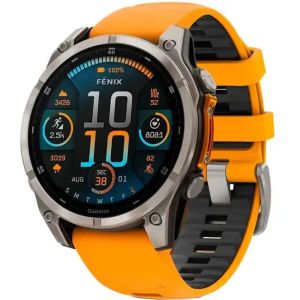 Смарт-часы Garmin fenix 8 47mm AMOLED Sapphire Titanium with a spark Orange and Graphite Silicone Band