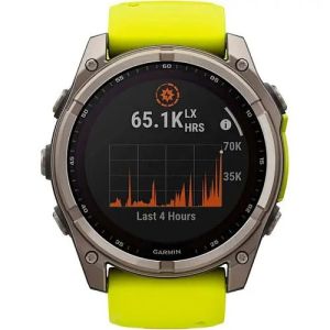 Смарт-часы Garmin Fenix 8 51mm Solar Sapphire Titanium w. Amp Yellow/Graphite Silicone Band (010-02907-20/21)