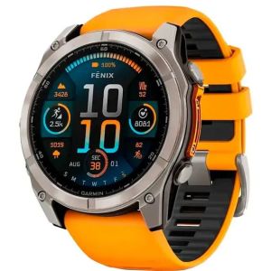 Смарт-часы Garmin Fenix 8 51mm AMOLED Sapphire Titanium w. Spark Orange/Graphite Silicone Band (010-02905-10/1