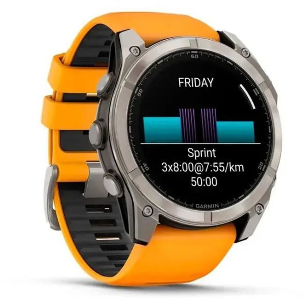 Смарт-часы Garmin Fenix 8 51mm AMOLED Sapphire Titanium w. Spark Orange/Graphite Silicone Band (010-02905-10/1 фото №2