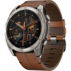 Смарт-часы Garmin Fenix 8 51mm AMOLED Sapphire Carbon grey DLC w. Chestnut Leather Band (010-02905-40)