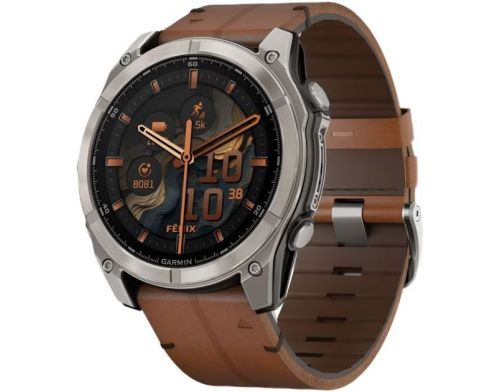 Смарт-часы Garmin Fenix 8 51mm AMOLED Sapphire Carbon grey DLC w. Chestnut Leather Band (010-02905-40) фото №2