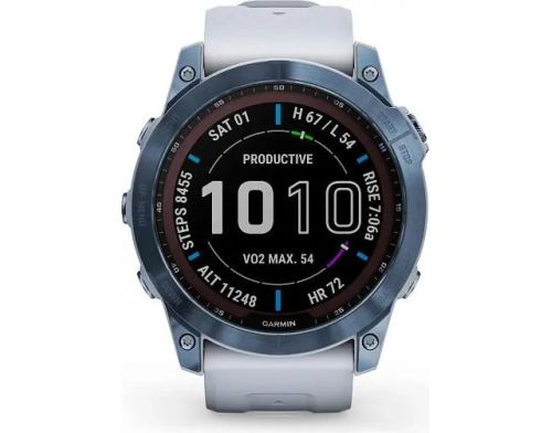 Смарт-часы Garmin Fenix 7 Sapphire Solar Mineral Blue DLC Titanium with Whitestone Band (010-02540-24/25) фото №2