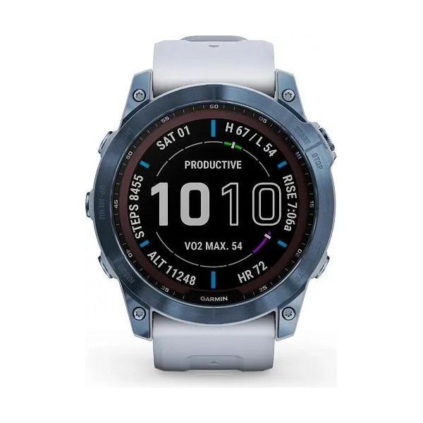 Смарт-часы Garmin Fenix 7 Sapphire Solar Mineral Blue DLC Titanium with Whitestone Band (010-02540-24/25) фото №2