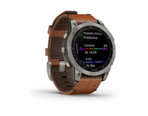 Смарт-часы Garmin Fenix 7 Sapphire Solar Titanium with Chestnut Leather Band (010-02540-31) фото №2