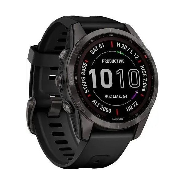 Смарт-часы Garmin Fenix 7S Sapphire Solar Carbon Gray DLC Titanium with Black Band (010-02539-24) фото №2