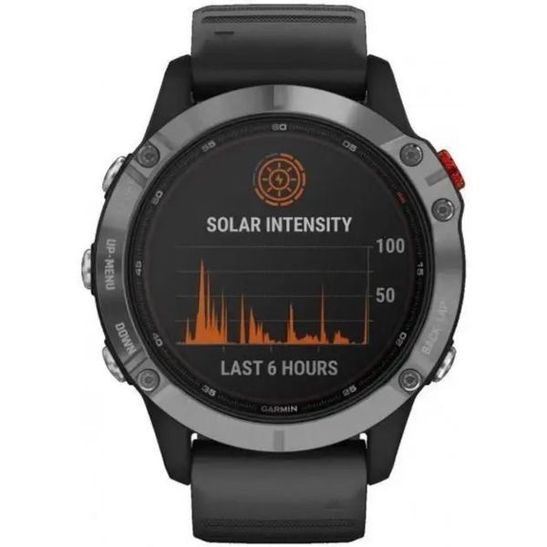 Смарт-часы Garmin Fenix 6 Solar Silver with black band (010-02410-00) фото №2