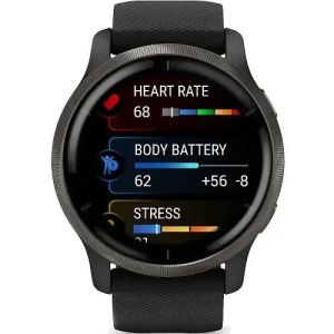 Смарт-часы Garmin Venu 2 Slate Stainless Steel Bezel with Black Case and Silicone Band (010-02430-11/01)