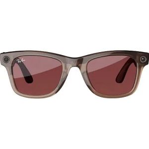 Смарт-очки Ray-Ban Meta Wayfarer Shiny Warm Stone Frame Clear/Watermelon Red Transitions Lenses (RW4008 6705P5 53-22)