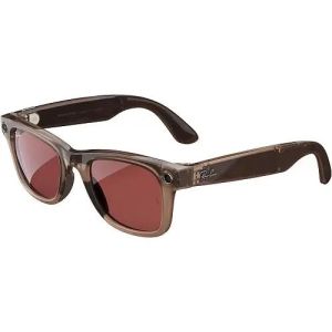 Смарт-очки Ray-Ban Meta Wayfarer Shiny Warm Stone Frame Clear/Watermelon Red Transitions Lenses (RW4008 6705P5 53-22)