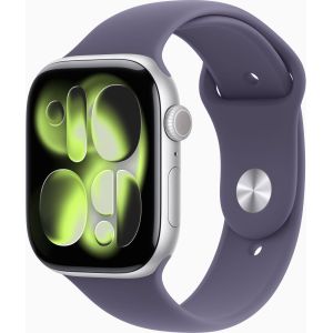 Apple Watch Series 11 GPS 46mm Silver Aluminium Case with Purple Fog Sport Band - M/L (MEVA4)