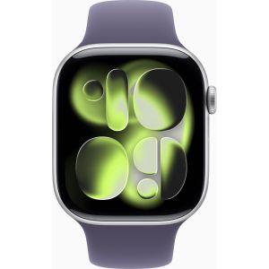 Apple Watch Series 11 GPS 46mm Silver Aluminium Case with Purple Fog Sport Band - M/L (MEVA4)