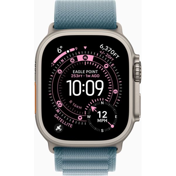 Apple Watch Ultra 3 GPS + Cellular 49mm Natural Tit. Case w. Light Blue Alpine Loop - Large (MEWP4) фото №2