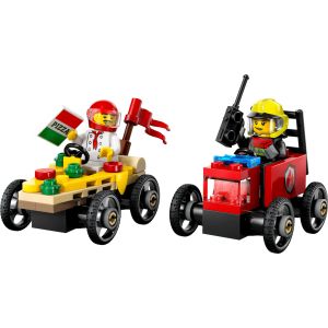 Блочный конструктор LEGO City «Пицца-авто против пожарной машины» Набор гонок (60458)