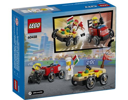 Блочный конструктор LEGO City «Пицца-авто против пожарной машины» Набор гонок (60458) фото №2