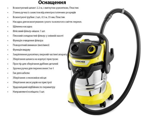 Профессиональный пылесос Karcher WD 5 S V-25/5/22 (1.628-350.0) фото №3