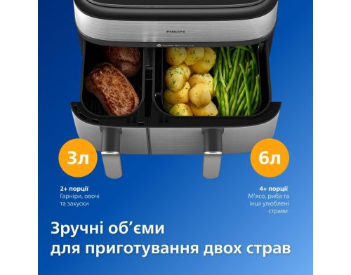 Мультипечь Philips Dual Basket Airfryer 5000 Series NA555/00 фото №4