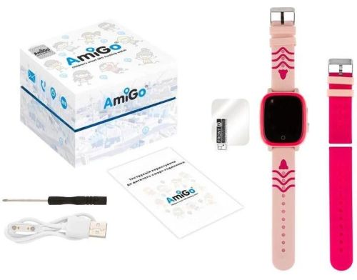 Дитячий смарт-годинник AmiGo GO005 4G WIFI Thermometer Pink фото №3