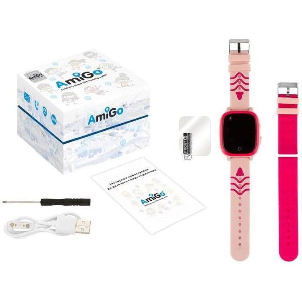 Дитячий смарт-годинник AmiGo GO005 4G WIFI Thermometer Pink фото №3
